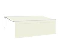 vidaXL Tenda manuale 4 x 2 m in crema, bianco e marrone. Tessuto in poliestere, struttura in alluminio resistente ai raggi UV. Resistente all'usura e impermeabile. Facile da pulire. Ideale per l'ombra