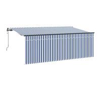 vidaXL Tenda Motorizzata Blu e Bianca in Poliestere, 4 x 2 m. Resistente ai Raggi UV e all'Acqua, Perfetta per Il Balcone. Ha Una Struttura in Alluminio con Finitura Opaca, montata a Muro, per prote