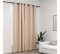 vidaXL Tenda Oscurante Effetto Lino con Occhielli Beige 290x245 cm