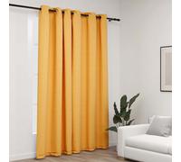 vidaXL Tenda Oscurante Effetto Lino con Occhielli Gialla 290x245 cm