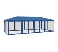 vidaXL Tenda per Feste con 12 Pareti Laterali in Rete Blu 8x4 m HDPE, Tenda per Gazebo, Tenda da Giardino, baldacchino da Giardino