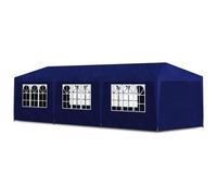 AX Gazebo 9x3x2.55m Blu Tenda Tendone Pareti Tetto Finestre Ombrari Nuovo 90339