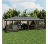 vidaXL Tenda per Feste con 12 Pareti in Rete Antracite 8x4 m in HDPE, Tenda per Gazebo, Tenda da Giardino, baldacchino da Giardino