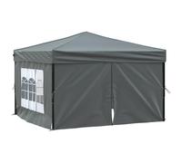vidaXL Tenda per Feste Pieghevole con Pareti Laterali Antracite 3x3 m