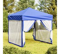 vidaXL Tenda per Feste Pieghevole con Pareti Laterali Blu 2x2 m