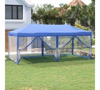 Tenda per feste pieghevole con pareti laterali blu 3x6 m