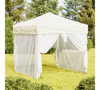 vidaXL Tenda per Feste Pieghevole con Pareti Laterali Crema 2x2 m