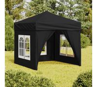 vidaXL Tenda per Feste Pieghevole con Pareti Laterali Nero 2x2 m