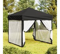 vidaXL Tenda per Feste Pieghevole con Pareti Laterali Nero 2x2 m