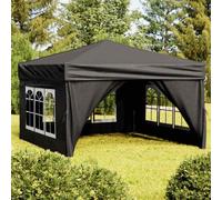 Tenda per feste pieghevole con pareti laterali nero 3x3 m