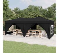 vidaXL Tenda per Feste Pieghevole con Pareti Laterali Nero 3x6 m