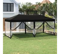 vidaXL Tenda per Feste Pieghevole con Pareti Laterali Nero 3x6 m