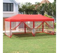 vidaXL Tenda per Feste Pieghevole con Pareti Laterali Rosso 3x6 m