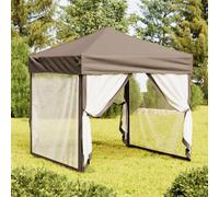 vidaXL Tenda per Feste Pieghevole con Pareti Laterali Tortora 2x2 m