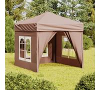 vidaXL Tenda per Feste Pieghevole con Pareti Laterali Tortora 2x2 m