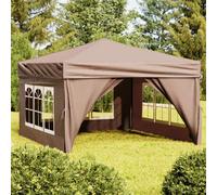 vidaXL Tenda per Feste Pieghevole con Pareti Laterali Tortora 3x3 m