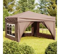 vidaXL Tenda per Feste Pieghevole con Pareti Laterali Tortora 3x3 m