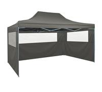 vidaXL Tenda Pieghevole con 3 Pareti Antracite Tendone da Giardino Gazebo