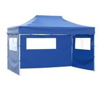 vidaXL Tenda Pieghevole con 3 Pareti 3x4,5 m Blu