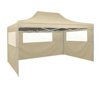 vidaXL Tenda Pieghevole con 3 Pareti 3x4,5 m Crema