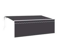 vidaXL Tenda Retrattile 3.5 x 2m Antracite e Bianco in Poliestere e Alluminio, Moderna e Resistente all'Acqua. Montata a Parete, Grande e Perfetta per Ombreggiare Il Patio all'Aperto. Include Teleco