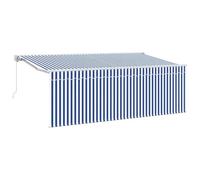 vidaXL Tenda Retrattile 400 x 200 cm Blu e Bianca, Resistente ai Raggi UV e Impermeabile. Realizzata in Alluminio e Tessuto, Si Monta a Muro. Perfetta per Creare Ombra in Giardini, patii o balconi.