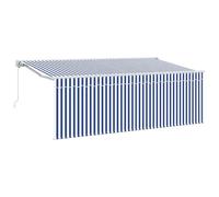 vidaXL Tenda Retrattile 400 x 200 cm Blu e Bianca, Resistente ai Raggi UV e Impermeabile. Realizzata in Alluminio e Tessuto, Si Monta a Muro. Perfetta per Creare Ombra in Giardini, patii o balconi.