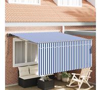 vidaXL Tenda Retrattile a Righe Blu e Bianche 350 x 250 cm Tessuto