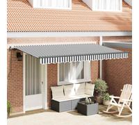 vidaXL Tenda a Braccia Manuale da Montare a Muro Antracite e Bianca 4 x 2m. Resistente ai Raggi UV e all'Acqua. Braccioli Regolabili. Tenda da Sole Esterna in Poliestere con Struttura in Alluminio v