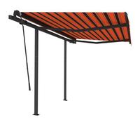 VIDAXL - Tenda Retrattile Automatica con Pali 3,5x2,5m Arancio e Marrone