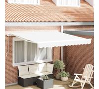 vidaXL Tenda da Sole Manuale Che Si ritira, 350 x 250 cm, Bianca, Impermeabile, Resistente ai Raggi UV, in Alluminio e Poliestere. Perfetta per ombreggiare patios e Giardini, Copertura Ombra per Il
