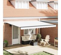 vidaXL Tenda Retrattile Bianco 450 × 350 cm Poliestere e Acciaio, Giardino e terrazza, tenda retrattile colorata,ombra regolabile, riparo outdoor, resistente alle intemperie