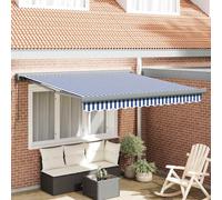 vidaXL Tenda Retrattile Blu e bianco 300 x 250 cm Tessuto, Metallo