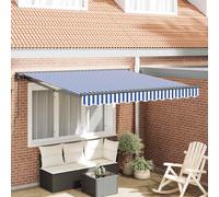vidaXL Tenda Retrattile Blu e Bianco 350 x 250 cm Poliestere e Metallo