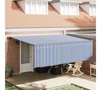 vidaXL Tenda Retrattile Blu e bianco 450 × 300 cm Tessuto