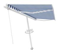 VIDAXL - Tenda Retrattile Manuale Autoportante 450x300 cm Blu Bianca