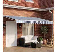 vidaXL Tenda retrattile manuale Blu e Bianco 4,5 × 3,5 m