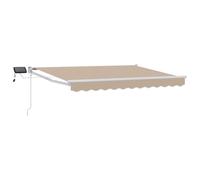 vidaXL Tenda retrattile manuale con LED Beige e Bianco 3 x 2,5 m, Tendone da sole retrattile, manuale e compatto con luci LED per veranda e giardino