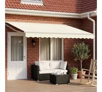 Tenda retrattile manuale con LED Crema e Bianco 4 × 3 m