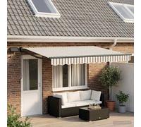vidaXL Tenda retrattile manuale con LED Grigio chiaro e bianco, Una soluzione moderna per l'ombra all'aperto, tenda retrattile, gazebo per il giardino, luce LED