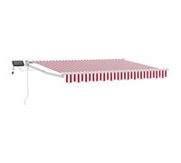 vidaXL Tenda retrattile manuale con LED Rosso e Bianco 3 x 2,5 m, Tendone da sole retrattile, manuale e compatto con luci LED per veranda e giardino
