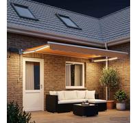 vidaXL Tenda retrattile manuale con LED Sabbia, Una soluzione moderna per l'ombra all'aperto, tenda retrattile, gazebo per il giardino, luce LED