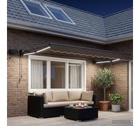 vidaXL Tenda retrattile manuale con LED Tortora, Una soluzione moderna per l'ombra all'aperto, tenda retrattile, gazebo per il giardino, luce LED