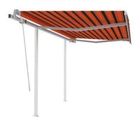 VIDAXL - Tenda Retrattile Manuale con Pali 3,5x2,5m Arancio e Marrone