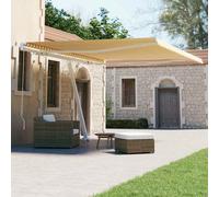 vidaXL Tenda Retrattile Manuale con Palo 400x300 cm Giallo Bianco