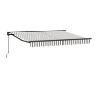 vidaXL Tenda retrattile manuale Grigio chiaro e bianco 3,5 x 2 m, Tenda retrattile moderna e rettangolare, soluzione ombreggiante per terrazzi, balconi e giardini, resistente e regolabile