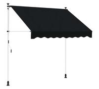 vidaXL Tenda da sole retrattile manuale, nera, 300 cm, per giardino e terrazza, regolabile, copertura moderna, pergola retrattile, protezione esterna, riparo flessibile per il sole