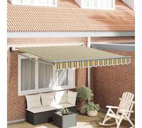 vidaXL Tenda Retrattile Manuale Verde e giallo 350 x 250 cm Tessuto
