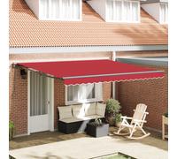 vidaXL Ombrellone retrattile rosso da esterno, 4 x 3 m. Ha un telaio in alluminio, è resistente all'acqua e ai raggi UV. Regolazione manuale, verniciato a polvere. Ideale per cortili, tettoie