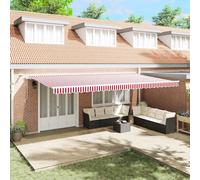 vidaXL Tenda Retrattile Rosso e Bianco 600 × 300 cm Tessuto e Metallo